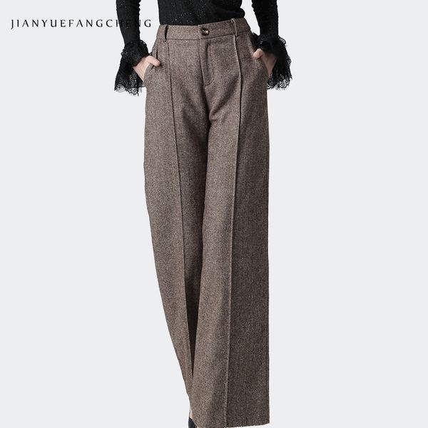 fashion wool wide leg pants women high waist straight casual brown long pants warm thicken winter trousers plus size street wear 201012, Black;white
fashion wool wide leg pants women high waist straight casual brown long pants warm thicken winter trousers plus size street wear 201012, Black;white