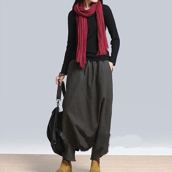 2019 autumn women casual linen harem pants baggy bottoms fashion solid low crotch female plus size pants, Black;white
2019 autumn women casual linen harem pants baggy bottoms fashion solid low crotch female plus size pants, Black;white