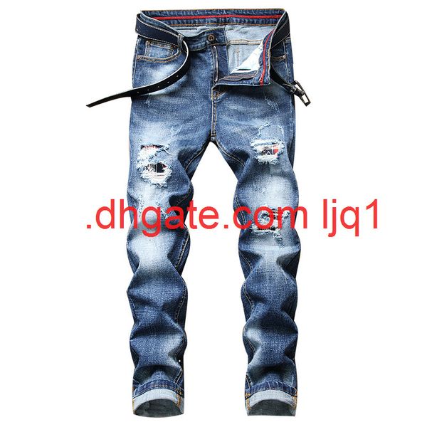slim men's style slim jeans men's fashion stretch jeans, Blue