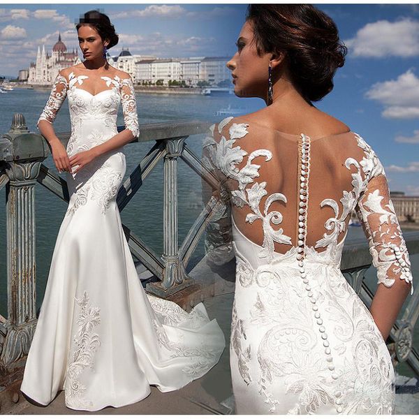 2021 new mermaid appique satin lace wedding dresses pure illusion dressed as artisanal bride bcyd, White
2021 new mermaid appique satin lace wedding dresses pure illusion dressed as artisanal bride bcyd, White