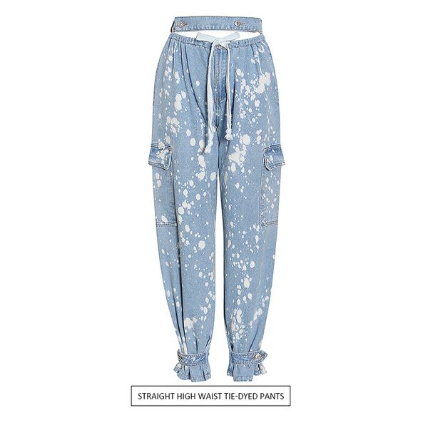 2020 autumn and winter new fashion tie-dye lace exposed navel high waist foot drawstring pocket casual casual jeans female designer, Blue
2020 autumn and winter new fashion tie-dye lace exposed navel high waist foot drawstring pocket casual casual jeans female designer, Blue