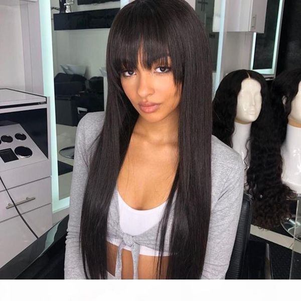full lace human hair wigs with bangs virgin brazilian glueless pre plucked hairline long straight lace front wig for b beautiful wigs, Black;brown
full lace human hair wigs with bangs virgin brazilian glueless pre plucked hairline long straight lace front wig for b beautiful wigs, Black;brown