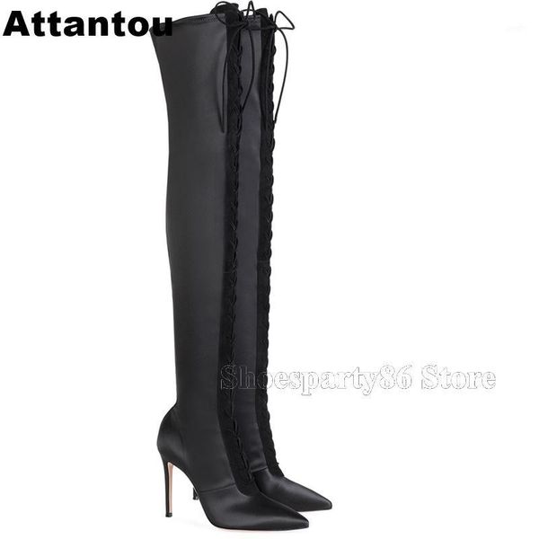 boots fashion black satin leather pointed toe thin high heel women winter over the knee plus size 431
boots fashion black satin leather pointed toe thin high heel women winter over the knee plus size 431