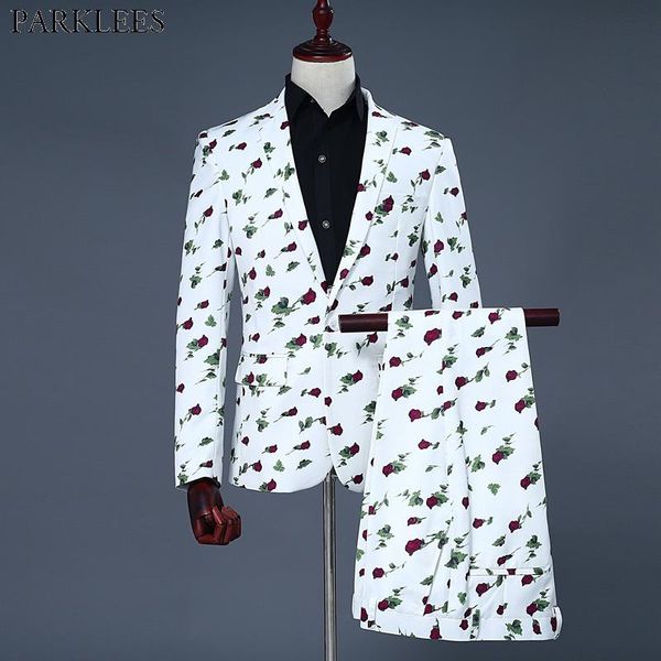 men's suits & blazers mens rose flower print white suit blazer slim fit one button business 2 piece (jacket+pants) wedding groom stage, White;black
men's suits & blazers mens rose flower print white suit blazer slim fit one button business 2 piece (jacket+pants) wedding groom stage, White;black