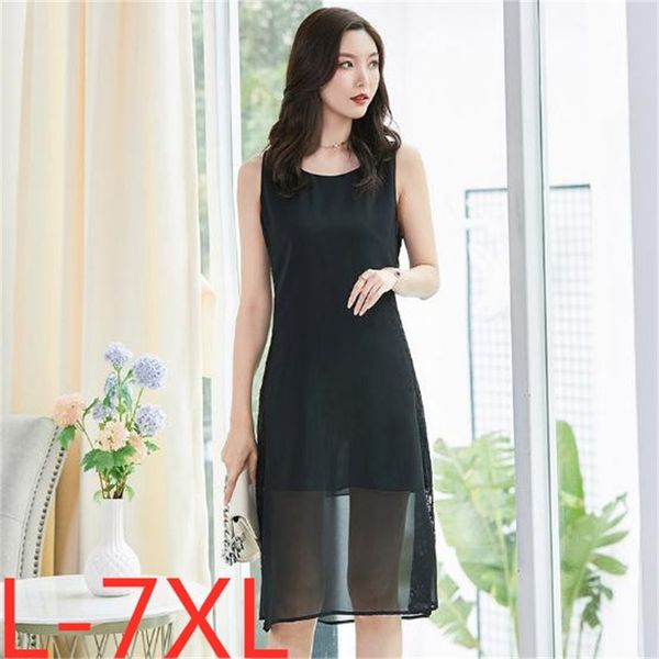 2021 ladies long summer dresses plus size loose casual lace sleeveless large chiffon womens dress black red 3xl 4xl 5xl 6xl 7xl, Black;gray
2021 ladies long summer dresses plus size loose casual lace sleeveless large chiffon womens dress black red 3xl 4xl 5xl 6xl 7xl, Black;gray