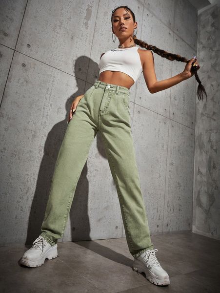 high waist straight leg jeans r6xf#, Blue
high waist straight leg jeans r6xf#, Blue