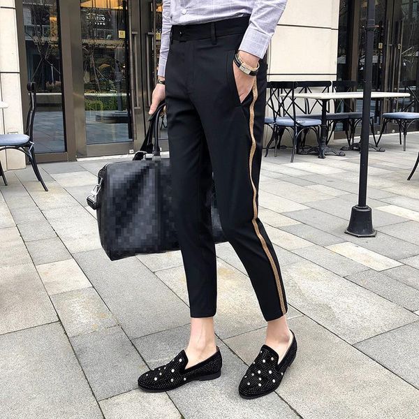 side tape pant 2018 mens dress pant business casual office trousers ment ankle length pantalon homme slim fit men social trouser, Black
side tape pant 2018 mens dress pant business casual office trousers ment ankle length pantalon homme slim fit men social trouser, Black