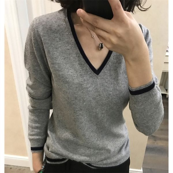 cashmere sweater women autumn pullover solid knitted v-neck sweater outerwear female fashion sweater 201130, White;black
cashmere sweater women autumn pullover solid knitted v-neck sweater outerwear female fashion sweater 201130, White;black