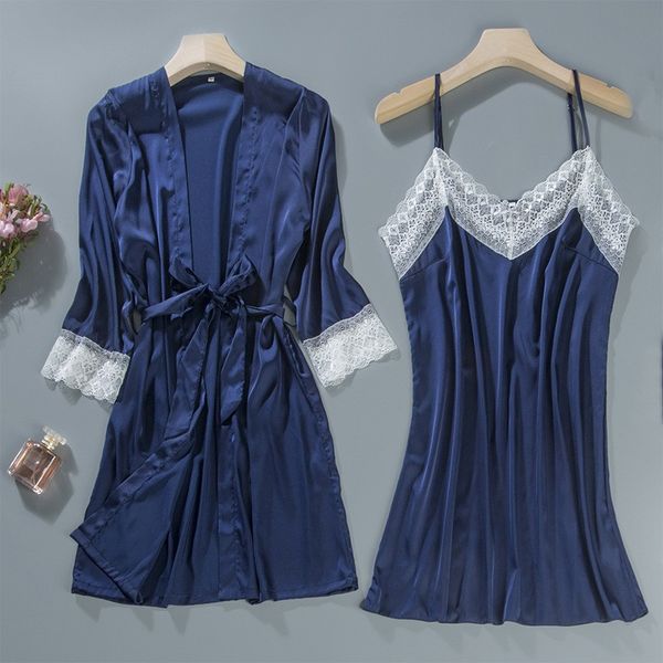 female lace 2pcs nighty&robe suit satin sleepwear kimono bathrobe gown sleep set nightgown silky home clothes nightdress, Black;red
female lace 2pcs nighty&robe suit satin sleepwear kimono bathrobe gown sleep set nightgown silky home clothes nightdress, Black;red