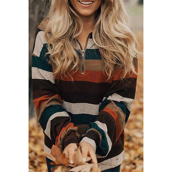 autumn new loose stripe zipper pullover long sleeve women's sweater zx002, Black
autumn new loose stripe zipper pullover long sleeve women's sweater zx002, Black