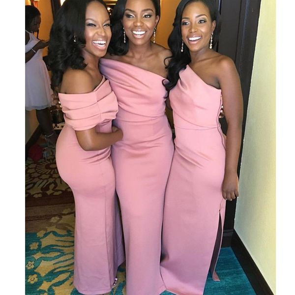 pink one shoulder satin mermaid bridesmaid dresses with zipper back 2021 floor length wedding party dress, White;pink
pink one shoulder satin mermaid bridesmaid dresses with zipper back 2021 floor length wedding party dress, White;pink
