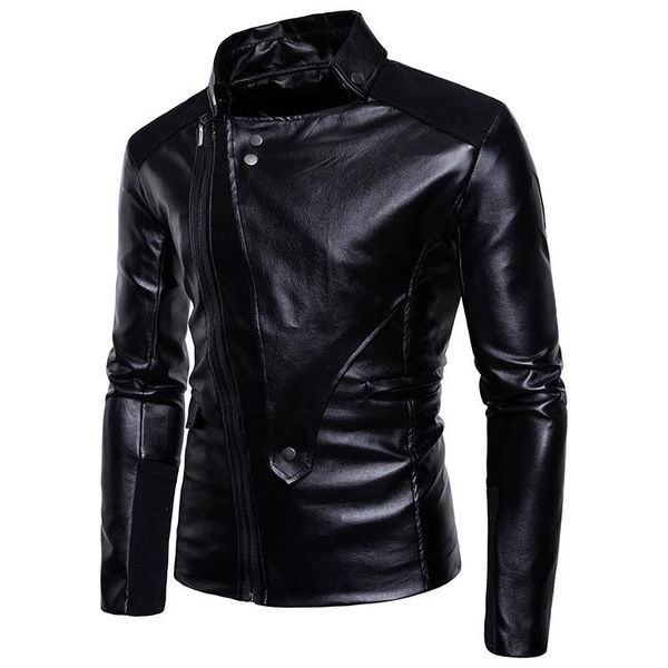 men's fur & faux leather jacket long sleeve oblique turn down collar solid color cardigan coat casual slim type zipper, Black
men's fur & faux leather jacket long sleeve oblique turn down collar solid color cardigan coat casual slim type zipper, Black