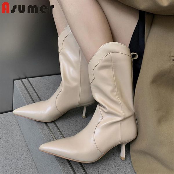 asumer 6.5cm thin high heel shoes women western boots pointed toe autumn winter genuine leather +pu ankle boots women 2021, Black
asumer 6.5cm thin high heel shoes women western boots pointed toe autumn winter genuine leather +pu ankle boots women 2021, Black
