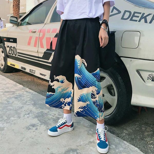 summer elastic waist loose pants women clothing high streetwear hiphop straight vintage japan style wave print wide leg trousers, Black;white
summer elastic waist loose pants women clothing high streetwear hiphop straight vintage japan style wave print wide leg trousers, Black;white
