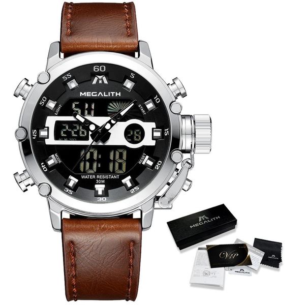 megalith men sports quartz watch men multifunction waterproof luminous wristwatch men dual dispay clock horloges mannen with box wmttwd, Silver
megalith men sports quartz watch men multifunction waterproof luminous wristwatch men dual dispay clock horloges mannen with box wmttwd, Silver
