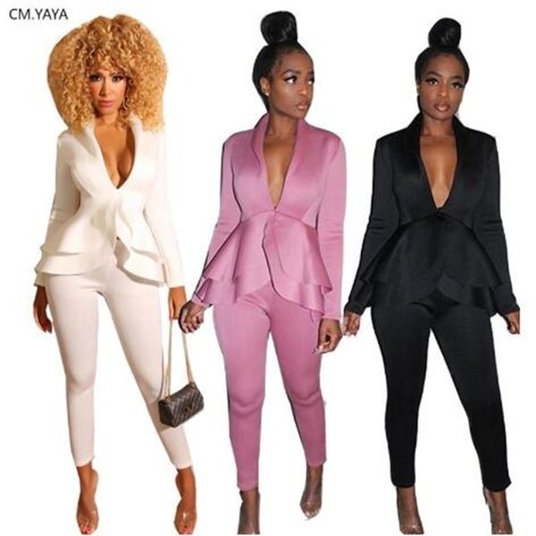 autumn winter solid color women's set deep v-neck ruffles sweatshirt pencil pants suit two piece set elegant tracksuit gl0689 y200110, White
autumn winter solid color women's set deep v-neck ruffles sweatshirt pencil pants suit two piece set elegant tracksuit gl0689 y200110, White