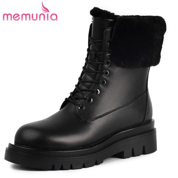 boots memunia 2021 big size 43 winter snow women thick bottom casual shoes lace up fashion warm wool fur ankle, Black 
boots memunia 2021 big size 43 winter snow women thick bottom casual shoes lace up fashion warm wool fur ankle, Black