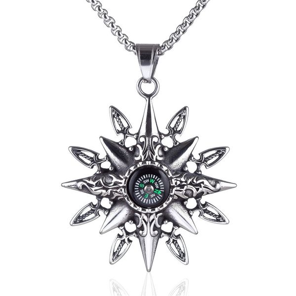 loredana fashionable delicate unique jewelry for men.stainless steel symmetrical sun shape with mini compass necklace q1209, Bronze;silver
loredana fashionable delicate unique jewelry for men.stainless steel symmetrical sun shape with mini compass necklace q1209, Bronze;silver