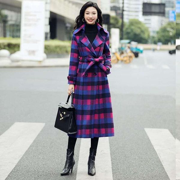 women's wool & blends coat women 2021 autumn winter double breasted trench slim fit sashes overocat elegant plaid knee length manteau f, Black
women's wool & blends coat women 2021 autumn winter double breasted trench slim fit sashes overocat elegant plaid knee length manteau f, Black