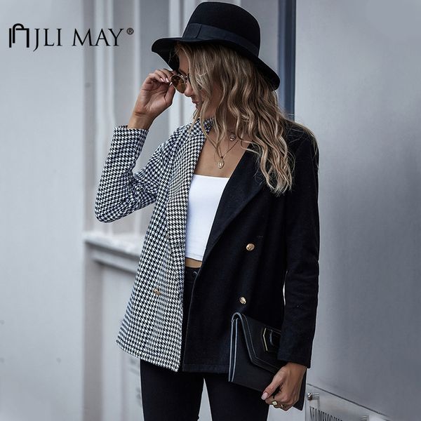 jli may women plaid blazers cotton autumn notched patchwork button long sleeve blazer high street 201201, White;black
jli may women plaid blazers cotton autumn notched patchwork button long sleeve blazer high street 201201, White;black