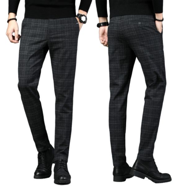 men new plaid casual business dark gray fitting classic elastic styling men's pants make fashionable street clothes py0w, Black
men new plaid casual business dark gray fitting classic elastic styling men's pants make fashionable street clothes py0w, Black
