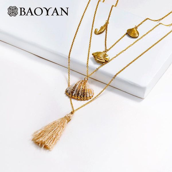 pendant necklaces baoyan multi layered stainless steel necklace boho natural sea shell handmade light pink tassel women, Silver
pendant necklaces baoyan multi layered stainless steel necklace boho natural sea shell handmade light pink tassel women, Silver