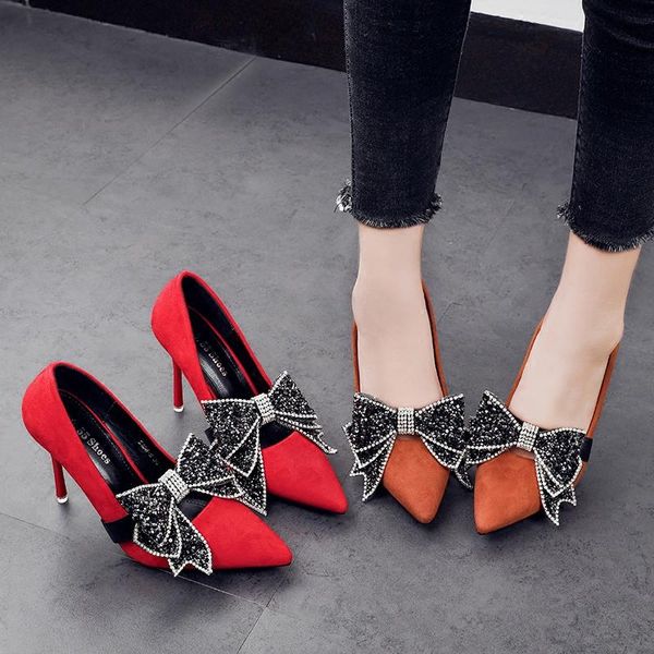 dress shoes 2021 spring and autumn rhinestone high heel red bridal wedding stiletto pointed shallow mouth bow suede women's s, Black
dress shoes 2021 spring and autumn rhinestone high heel red bridal wedding stiletto pointed shallow mouth bow suede women's s, Black