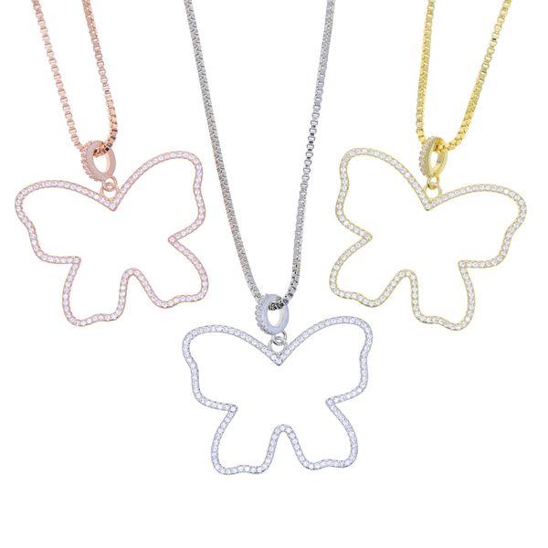 micro pave clear cubic zirconia cz big hollow butterfly frame 41+10cm box chain iced out women pendant necklace wholesale, Silver
micro pave clear cubic zirconia cz big hollow butterfly frame 41+10cm box chain iced out women pendant necklace wholesale, Silver