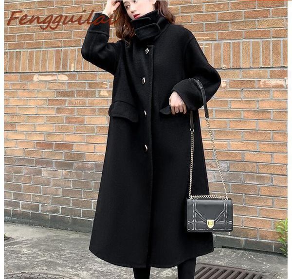 new 2020 spring autumn plus size wool coat women loose a-aline long sleeved lapel medium long black korean coat casacos1
new 2020 spring autumn plus size wool coat women loose a-aline long sleeved lapel medium long black korean coat casacos1