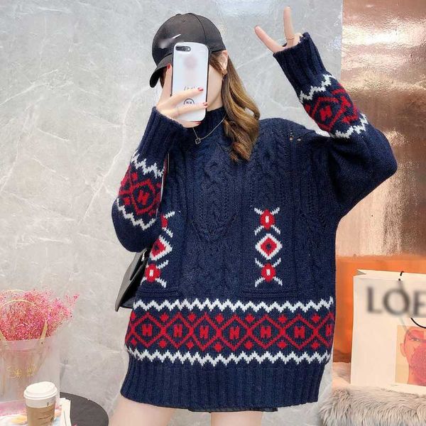 autumn winter women's sweater half high neck rhombus print long sleeve fashion knitted female loose casual vintage pullovers top, White;black
autumn winter women's sweater half high neck rhombus print long sleeve fashion knitted female loose casual vintage pullovers top, White;black