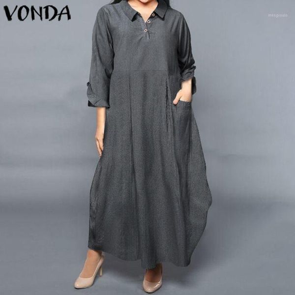 vonda 2020 women dress casual loose long sleeve lapel neck maxi long dresses plus size bohemian vestidos s-5xl robe femme1, Black;gray
vonda 2020 women dress casual loose long sleeve lapel neck maxi long dresses plus size bohemian vestidos s-5xl robe femme1, Black;gray