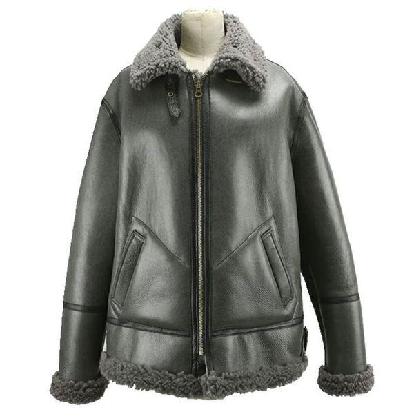 men's leather & faux winter sheepskin fur overcoat man's short slim thick genuine jacket male flight clothing lamb skin shearling, Black
men's leather & faux winter sheepskin fur overcoat man's short slim thick genuine jacket male flight clothing lamb skin shearling, Black