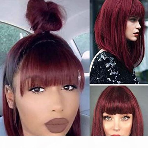 burgundy wigs 99j short bob wigs with bang brazilian straight human hair wigs 130% density none lace front wig for black women, Black;brown
burgundy wigs 99j short bob wigs with bang brazilian straight human hair wigs 130% density none lace front wig for black women, Black;brown