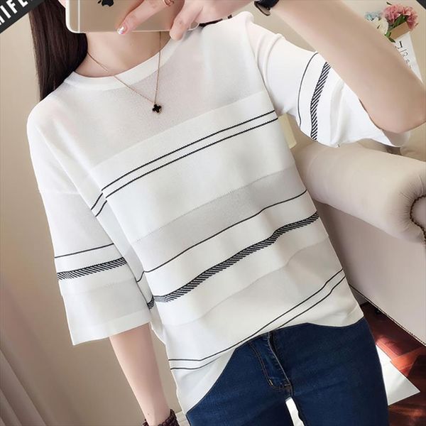 new thin white t shirt women striped tshirt female knitted 2020 summer short sleeve black t shirt woman clothes tee femme
new thin white t shirt women striped tshirt female knitted 2020 summer short sleeve black t shirt woman clothes tee femme