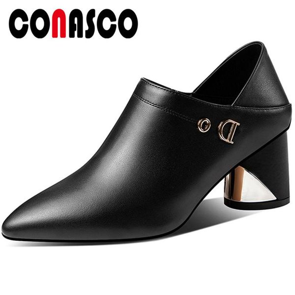 dress shoes conasco 2021 classic design women pumps genuine leather spring autumn casual side zipper metal decoration high heels woman, Black
dress shoes conasco 2021 classic design women pumps genuine leather spring autumn casual side zipper metal decoration high heels woman, Black
