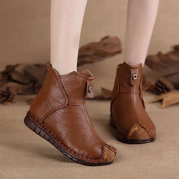 women genuine leather ankle boots flats pleated ladies zip plush warm winter shoes female fashion soft sewing retro short boots #iw7h, Black
women genuine leather ankle boots flats pleated ladies zip plush warm winter shoes female fashion soft sewing retro short boots #iw7h, Black
