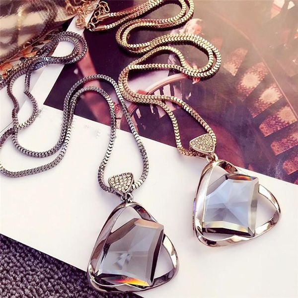 1pc vintage punk triangle crystal glass pendant necklaces women jewelry new brand geometry rhinestone long necklace black/gold, Silver
1pc vintage punk triangle crystal glass pendant necklaces women jewelry new brand geometry rhinestone long necklace black/gold, Silver