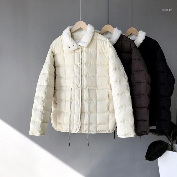 new casual lambswool turndown collar short winter down jacket women coats drawstring warm thicken down parka crriflz1, Black
new casual lambswool turndown collar short winter down jacket women coats drawstring warm thicken down parka crriflz1, Black