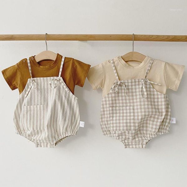 jumpsuits nborn summer baby boys clothes solid tee and plaid bodysuits with hat infant girls clothing twins 0-3yrs clothe1, Blue
jumpsuits nborn summer baby boys clothes solid tee and plaid bodysuits with hat infant girls clothing twins 0-3yrs clothe1, Blue