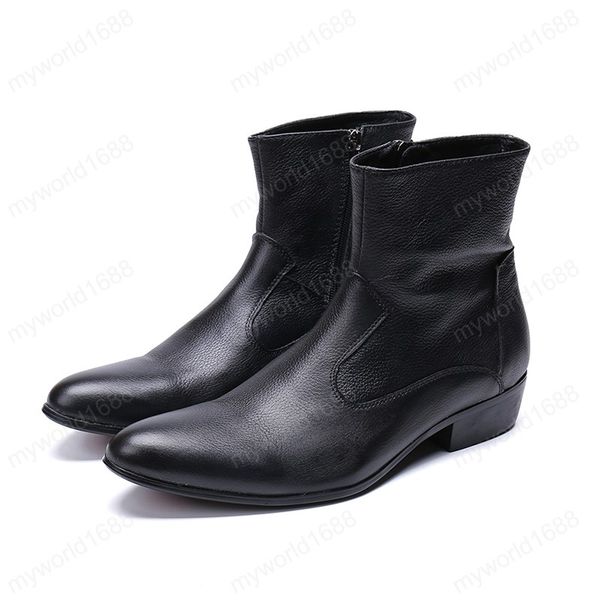 british style men fashion boots pointed toe boots genuine leather breathable western ankle boots male shoes, Black
british style men fashion boots pointed toe boots genuine leather breathable western ankle boots male shoes, Black