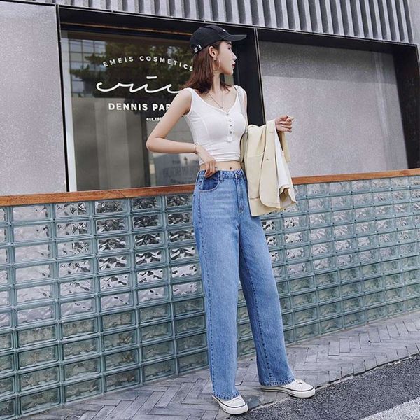fashion 2020 summer leisure temperament wide leg pants high waist women's jeans, Blue
fashion 2020 summer leisure temperament wide leg pants high waist women's jeans, Blue