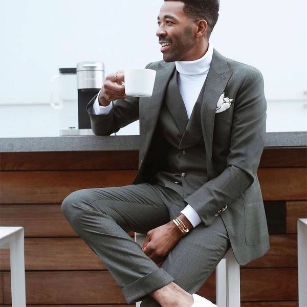 handsome gray three pieces mens suits custom made wedding grooms tuxedos peaked lapel formal blazer custom made prom suit (jacket+pants), Black;gray
handsome gray three pieces mens suits custom made wedding grooms tuxedos peaked lapel formal blazer custom made prom suit (jacket+pants), Black;gray