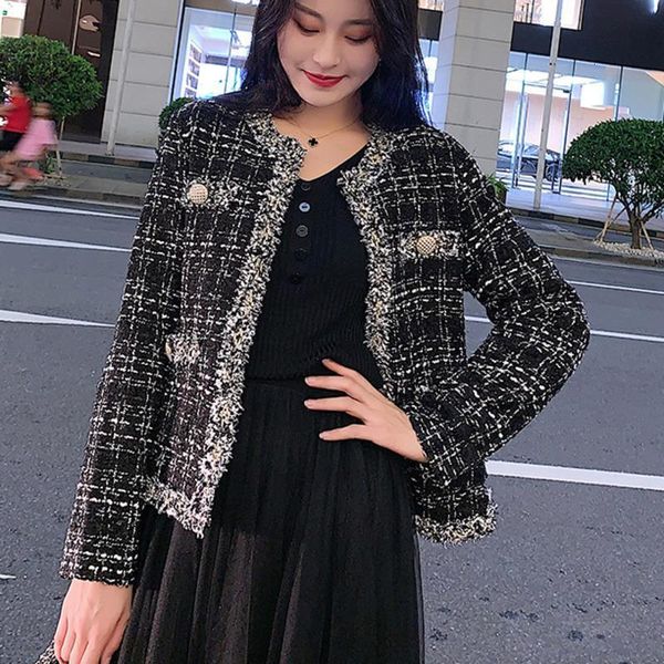 new womens black tweed jackets plaid coats autumn small fragrance long sleeve elegant tassel jackets open stitch coats outerwear, Black;brown
new womens black tweed jackets plaid coats autumn small fragrance long sleeve elegant tassel jackets open stitch coats outerwear, Black;brown