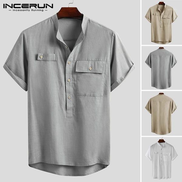 incerun men leisure stand collar shirt short sleeve solid blouse summer cotton buttons camisa breathable pockets blusa plus size1, White;black
incerun men leisure stand collar shirt short sleeve solid blouse summer cotton buttons camisa breathable pockets blusa plus size1, White;black