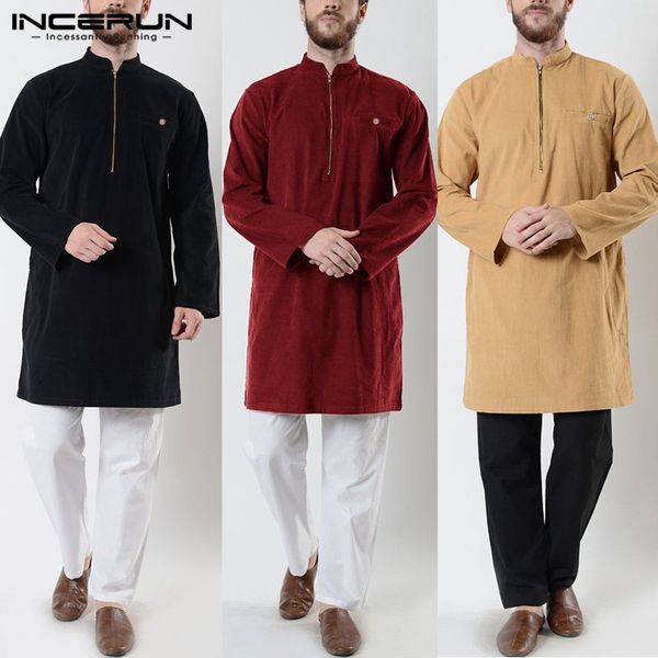 incerun mens long shirts long sleeve zippers muslim clothing 2020 stand collar retro solid casual shirts indian clothes men c1211, White;black
incerun mens long shirts long sleeve zippers muslim clothing 2020 stand collar retro solid casual shirts indian clothes men c1211, White;black