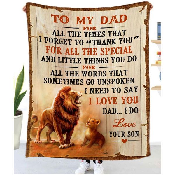blankets a gift to my son/daughter/dad/mom letter blanket lion pattern soft flannel throw on sofa bed birthday christmas