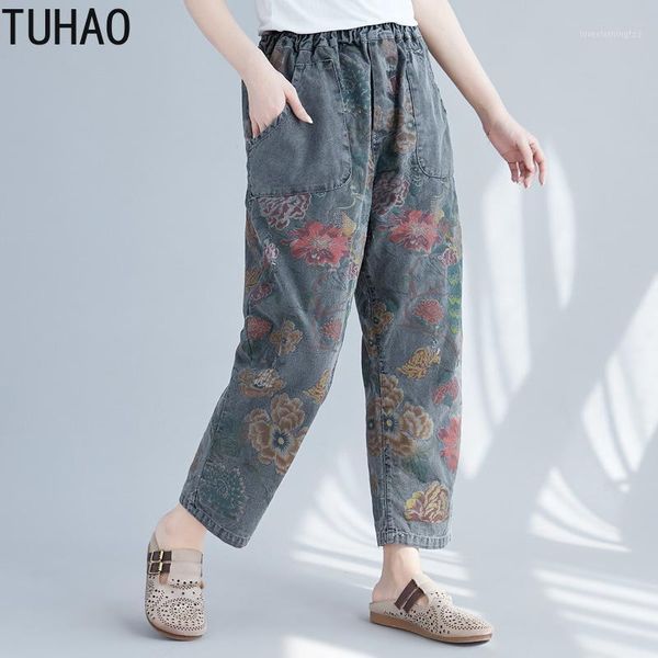 women's jeans tuhao female summer washed print cowboy cotton calf length drop crotch loose retro women trousers llj1, Blue
women's jeans tuhao female summer washed print cowboy cotton calf length drop crotch loose retro women trousers llj1, Blue