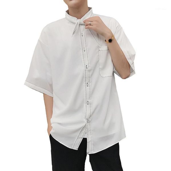 summer fashion trends 2020 men shirt short sleeve casual stand tie bow blouse hip hop party dress shirt cardigan blusas tee xl1, White;black
summer fashion trends 2020 men shirt short sleeve casual stand tie bow blouse hip hop party dress shirt cardigan blusas tee xl1, White;black