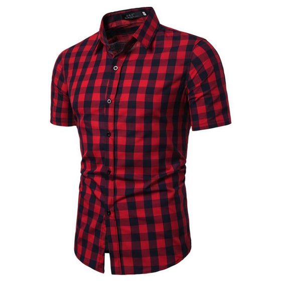 business casual shirt for men blouse male green yellow red men's dress shirts cotton plaid short sleeves, White;black
business casual shirt for men blouse male green yellow red men's dress shirts cotton plaid short sleeves, White;black