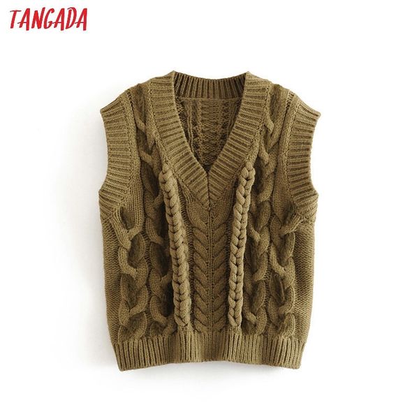 tangada women green twist knitted sweaters sleeveless vintage lady fashion pullovers winter thick stylish 3h403 y200720, White;black
tangada women green twist knitted sweaters sleeveless vintage lady fashion pullovers winter thick stylish 3h403 y200720, White;black